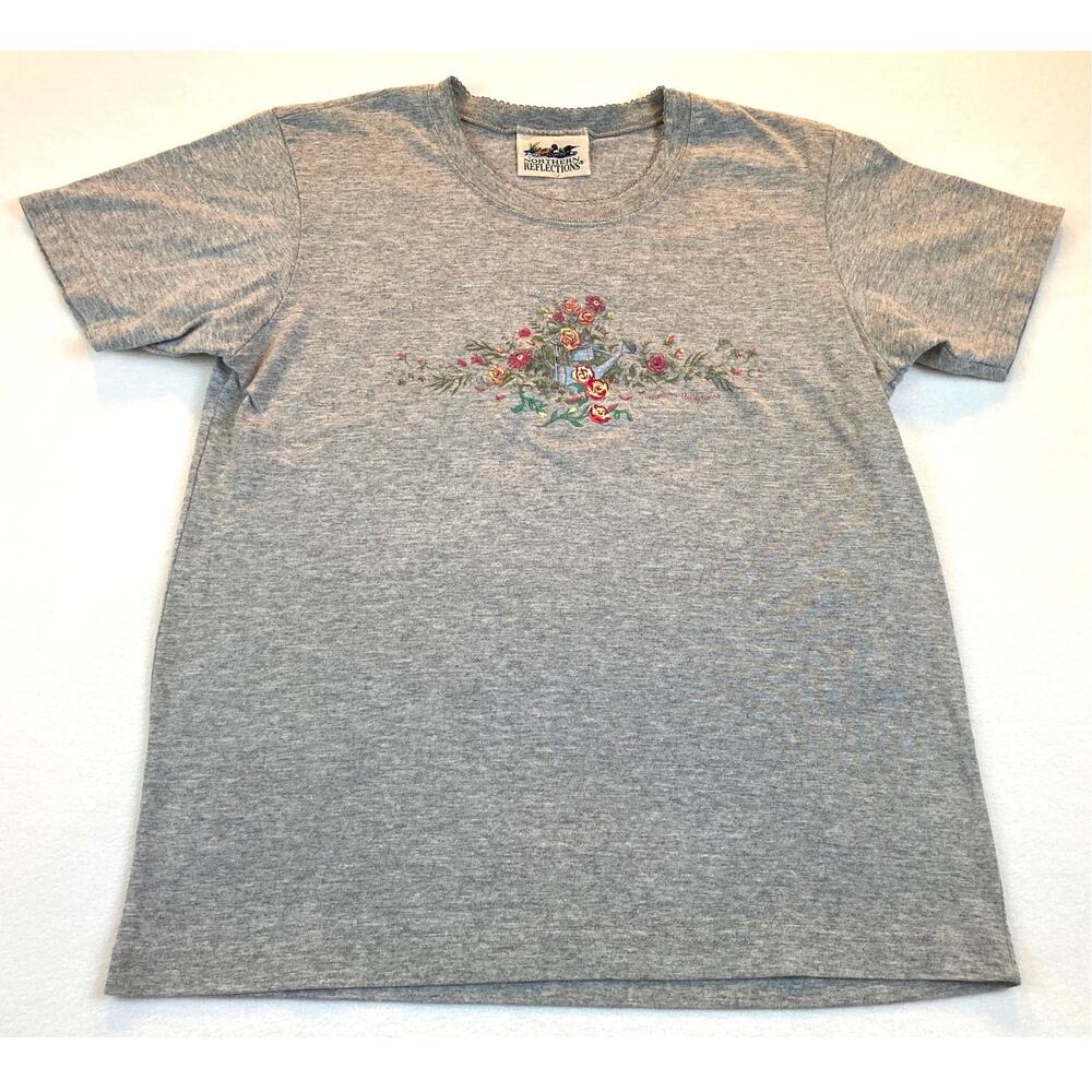 Northern Reflections T-Shirt Watering Can Florals Trims VTG